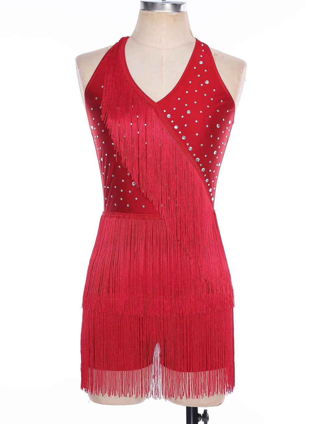 Rhinestone Fringe Dress | Halter Neck | Latin Dance