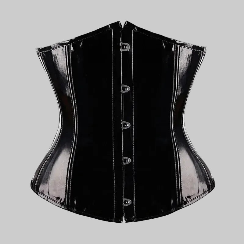Faux Leather Underbust Corset - Waist Cincher Bustier Top