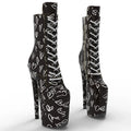 20cm Platform Boots - Ultra High Heel Lace-Up Dance Boots