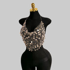 Dazzling Sequin Halter Top - Electra Chainmail Crop Top