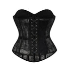 Floral Lace Corset | Boned Overbust | Black & Beige