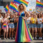 Rainbow Chiffon Dress | Backless V-Neck | Ankle-Length