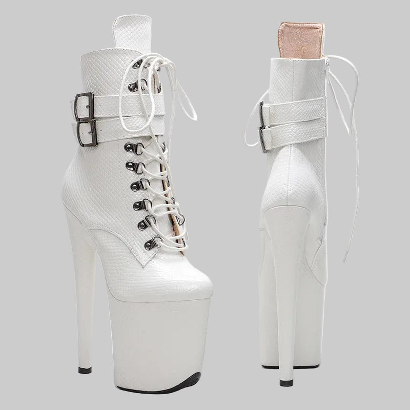 Snakeskin 8-Inch Platform Pole Dance Ankle Boots