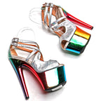 17cm Shiny Electroplate Platform Sandals - Sexy Exotic Dance Heels