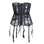 Leather & Lace Underbust Corset | Garter Suspenders | 12-Bone | Plus Size