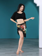 Belly Dance Top & Sequin Hip Wrap Set | Fringe Skirt