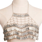 Metal Coin Tassel Bra Chain - Bohemian Body Harness Crop Top