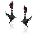 Crow Earrings | Black Wings & Red