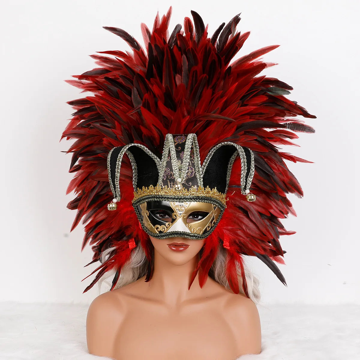 Feather Masquerade Mask | Jester Crown