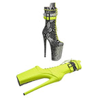 26CM Platform Ankle Boots - Snake Print Mix Color Extreme High Heel Pole Dance Boots