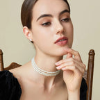 Pearl Collar Choker | Layered Rows | White