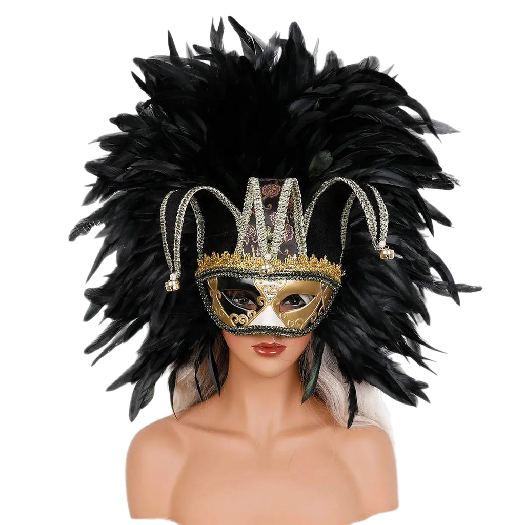 Feather Masquerade Mask | Jester Crown
