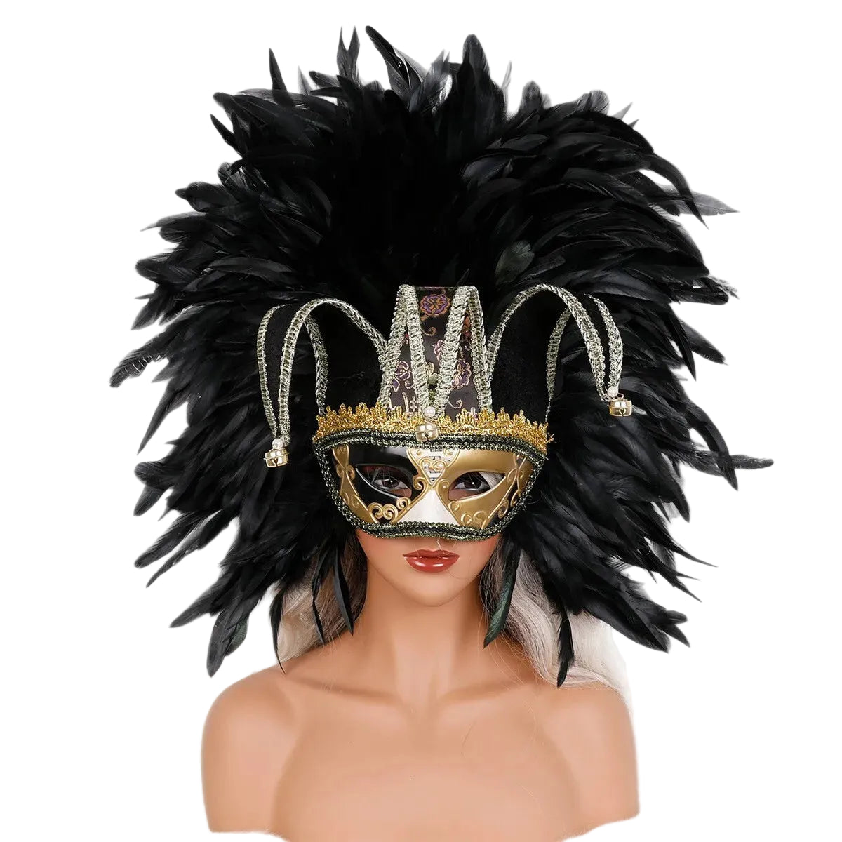 Feather Masquerade Mask | Jester Crown