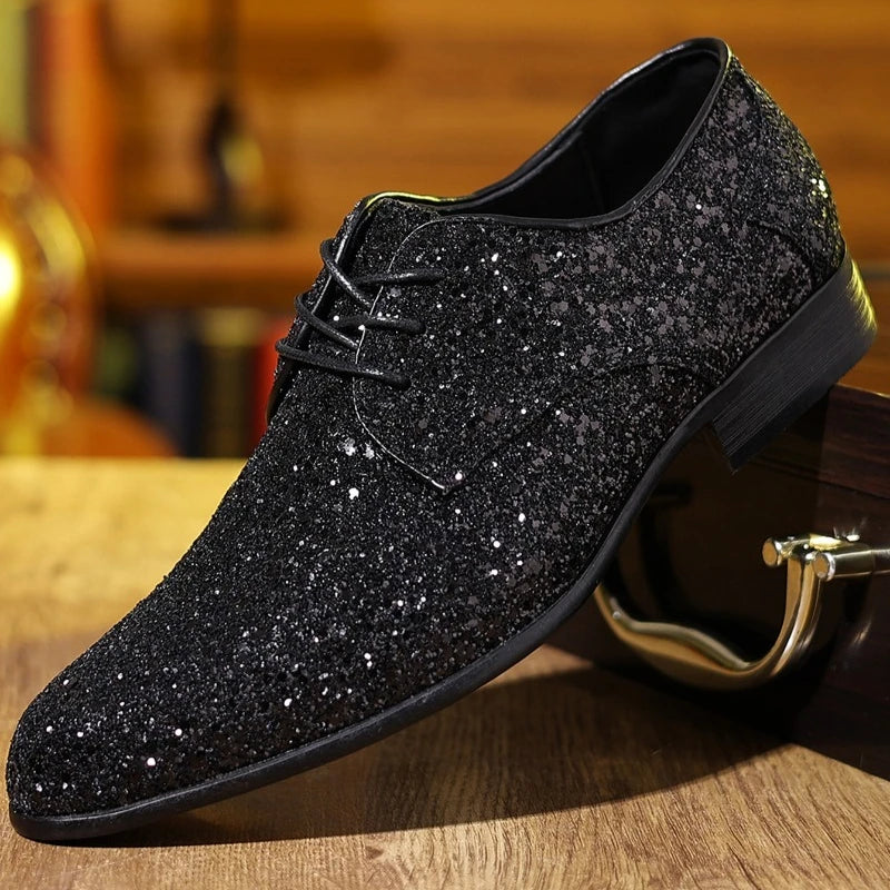 Men’s Glitter Oxfords | Pointed Toe