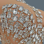 Crystal Rhinestone Mesh Jumpsuit - Sheer Performance Catsuit for Stage & Dance