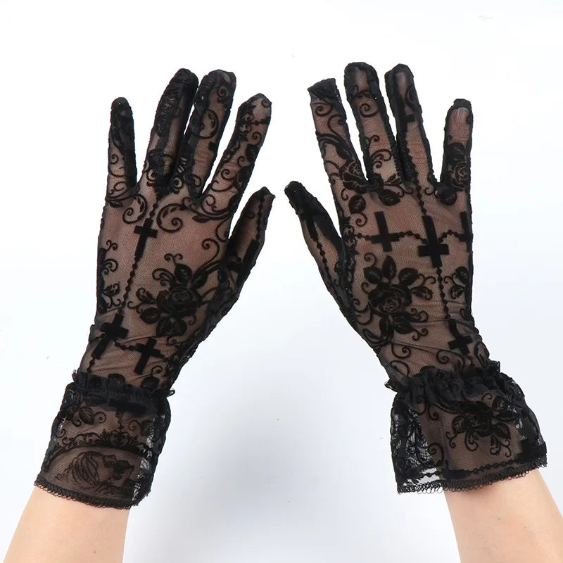 Black Lace Gloves | Rose & Cross