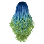 Blue to Green Ombre Lace Front Wig | 30 Inch | Natural Wavy