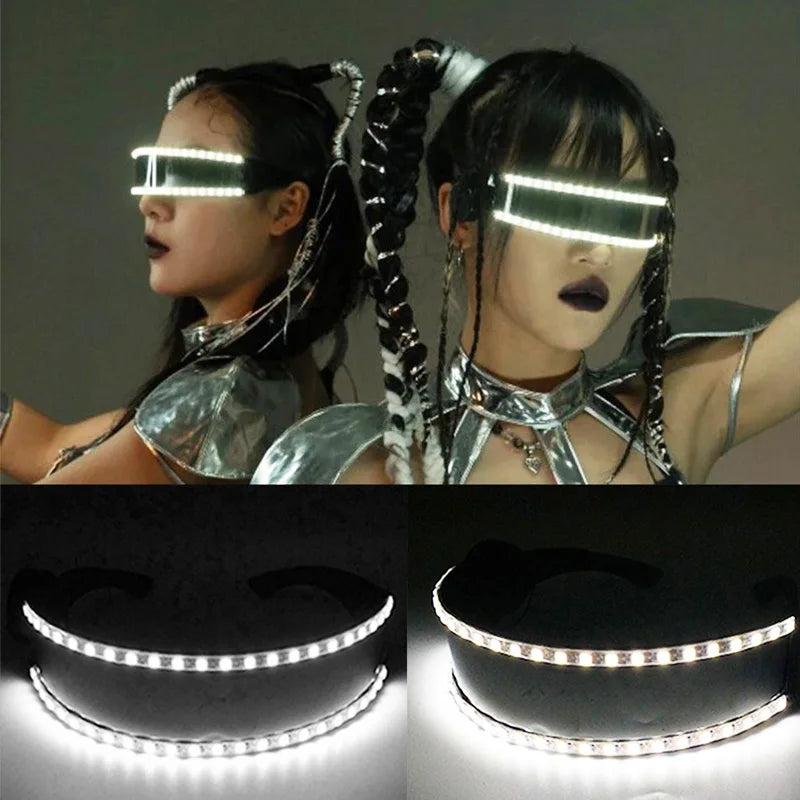 LED Light-Up Rave Glasses & Gloves | Cyberpunk Festival Eyewear