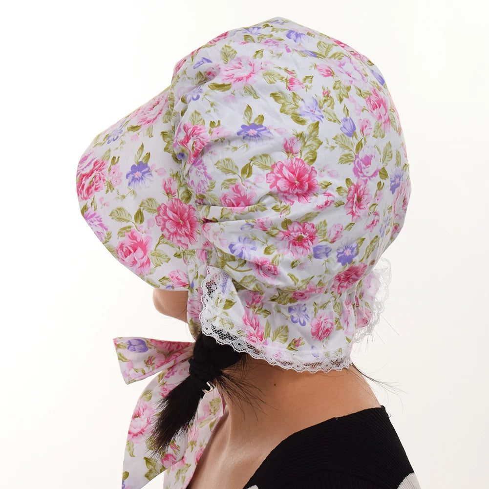 Colonial Bonnet Hat | Floral Cotton | One Size