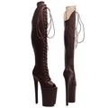 9-Inch Matte Open-Toe Thigh-High Boots - Platform Dance Boots