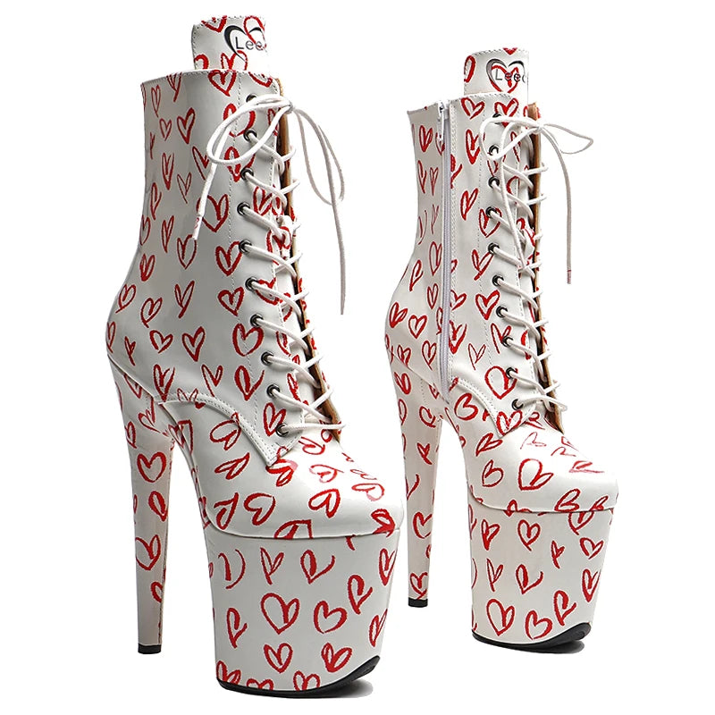 20cm Platform Boots - Ultra High Heel Lace-Up Dance Boots