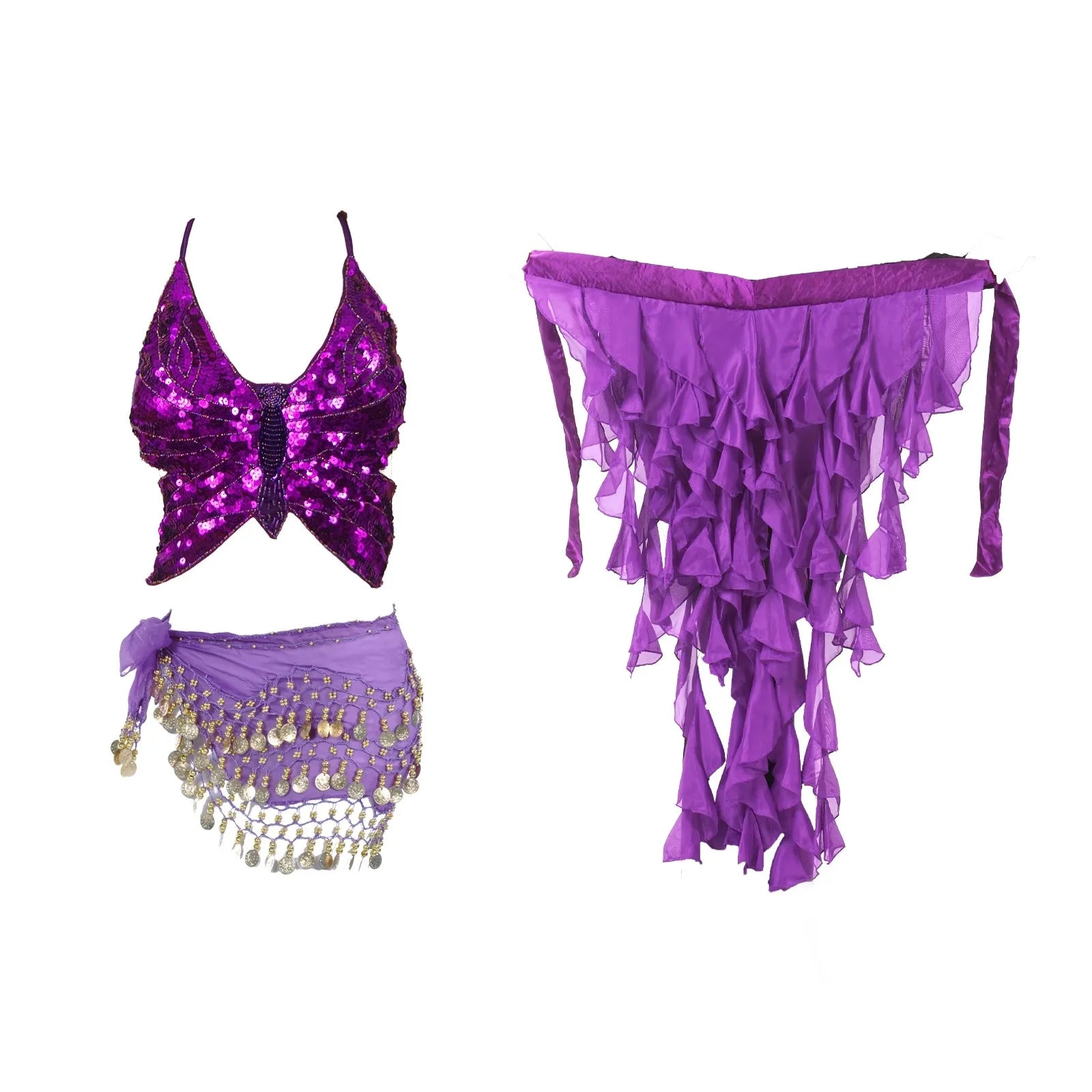 Belly Dance Sequin Halter Bra Top | Padded | Backless | 18 Colors