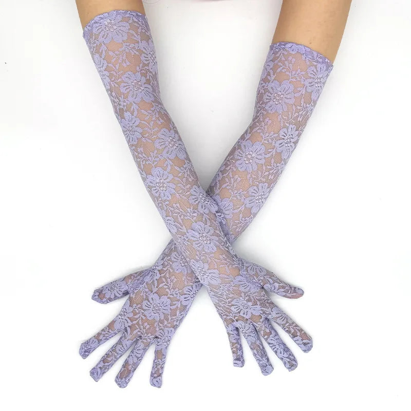 Lace Floral Opera Gloves — One Size | 7 Colors