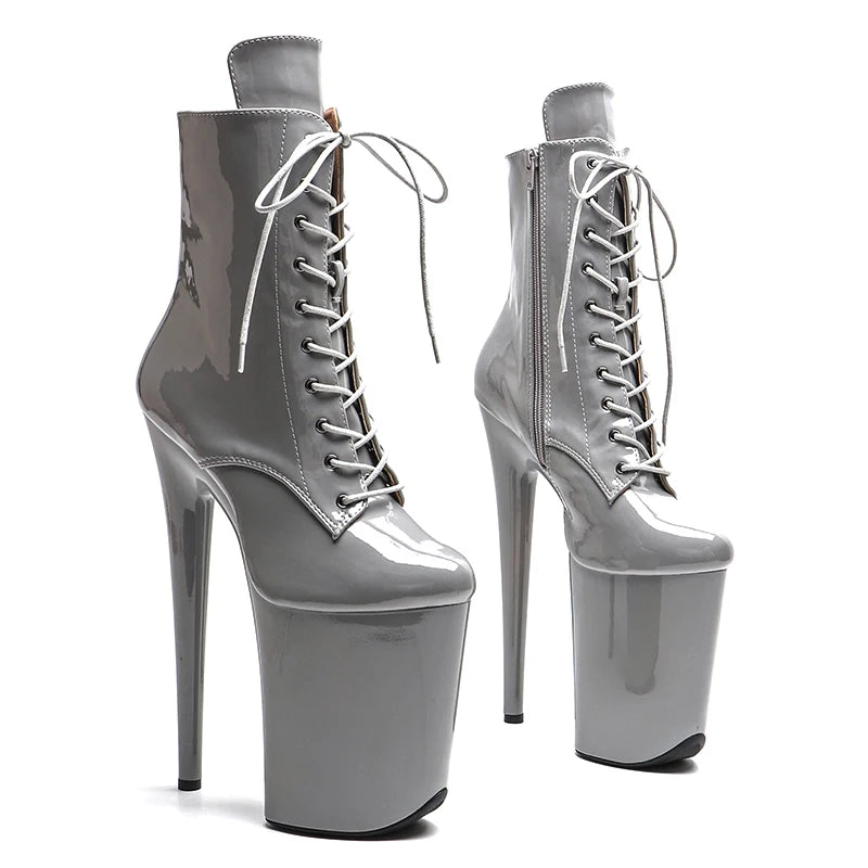 9-Inch Patent Platform Ankle Boots - High Heel Performance Boots