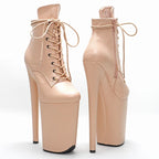 Matte Platform Ankle Boots - 23cm Pole Dance Heels