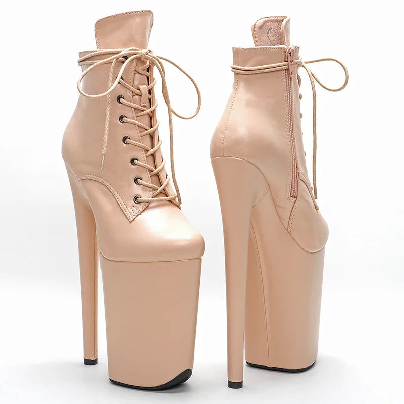 Matte Platform Ankle Boots - 23cm Pole Dance Heels
