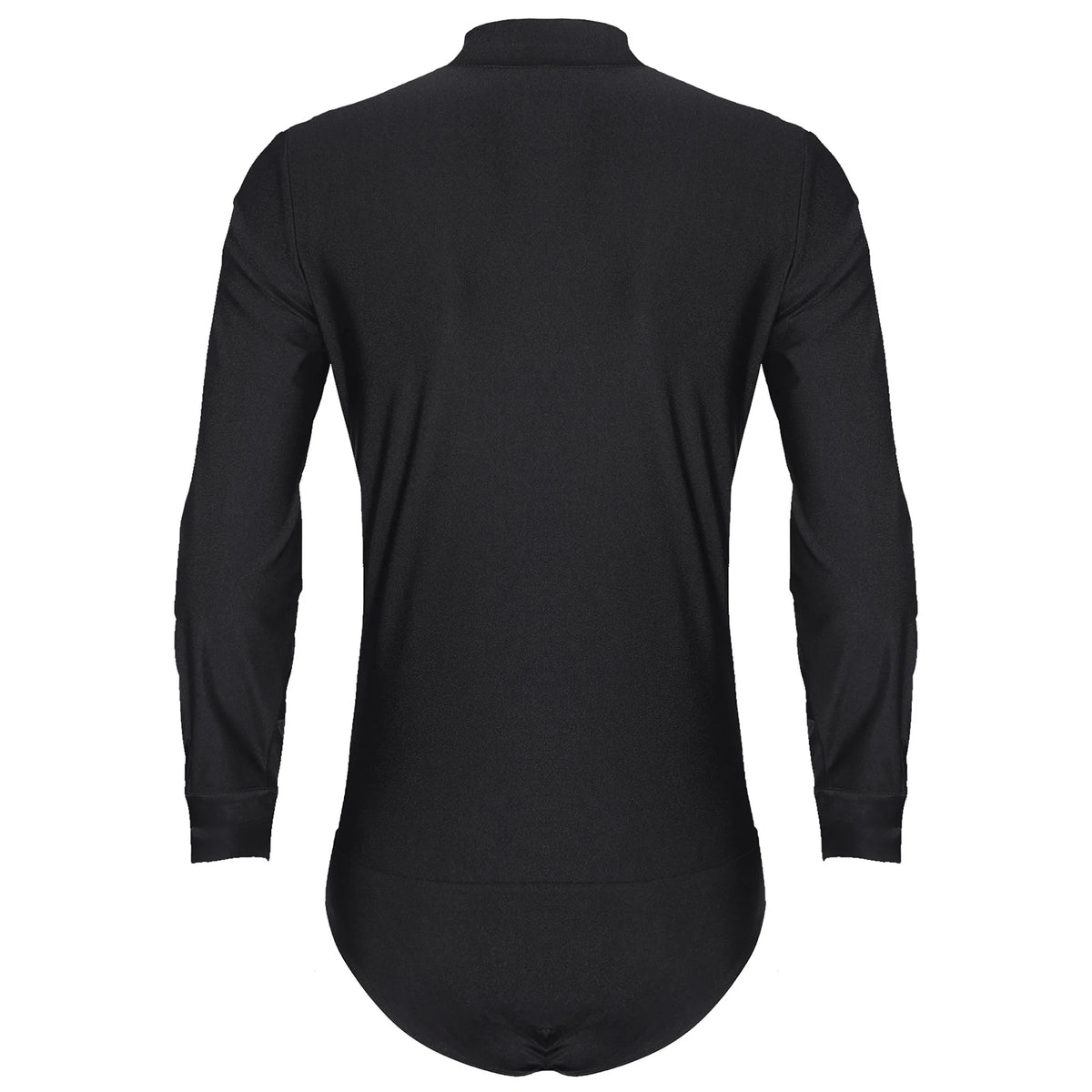 Men's Rhinestone Dance Leotard | V-Neck & Satin Collar | Long Sleeve