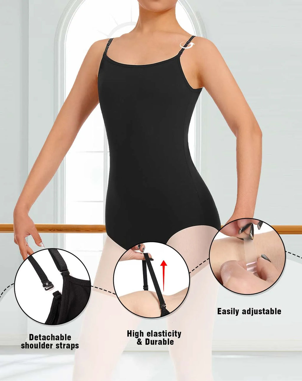 Women's Camisole Ballet Leotard | Adjustable Straps | Full Lining | 3 Colors
