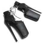Platform Pole Dance Boots | 26cm Open Toe | Matte Black