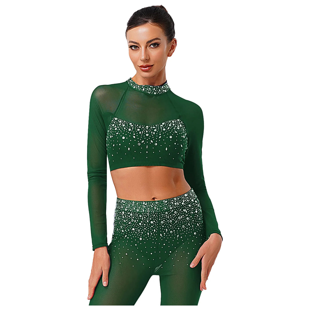 Prism Rhinestone Crop Top and Leggings Set