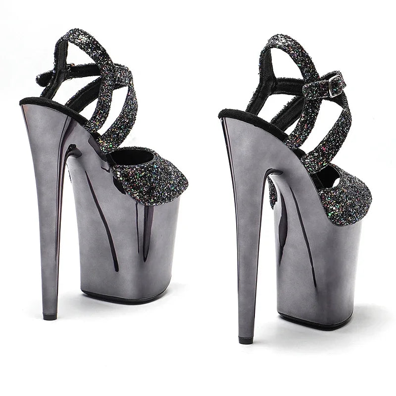 8-Inch Glitter Platform Sandals - High Heel Performance Shoes