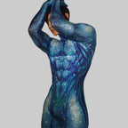 Men's Rhinestone Jumpsuit - Full-Body Sparkly Bodycon Suit for DJ & Stage Performers