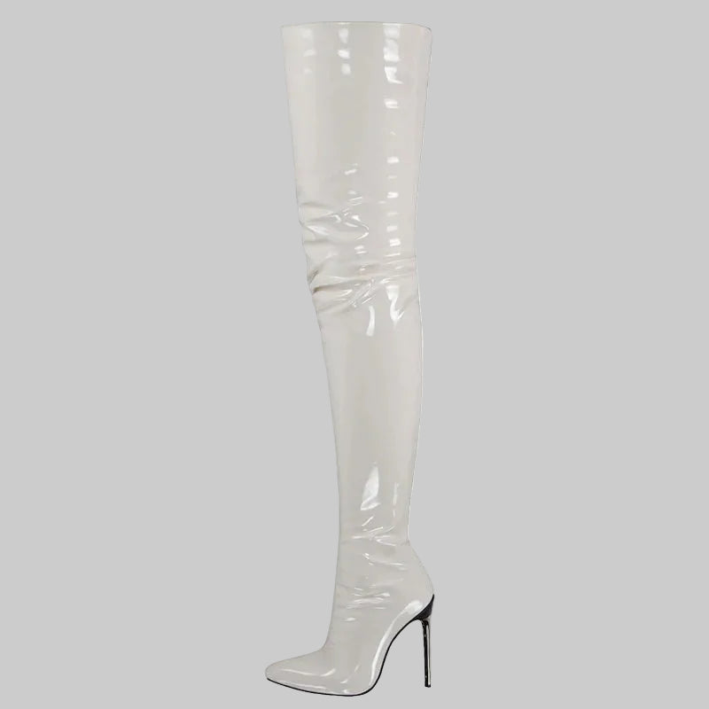 Daring Patent Thigh-High Stiletto Boots - Extreme Over-the-Knee Performance & Nightlife Boots (11cm Heel)