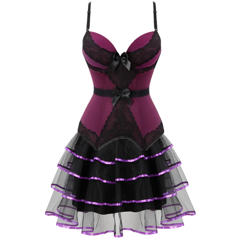 Overbust Corset & Tutu Skirt Set | Straps Cup | Burlesque