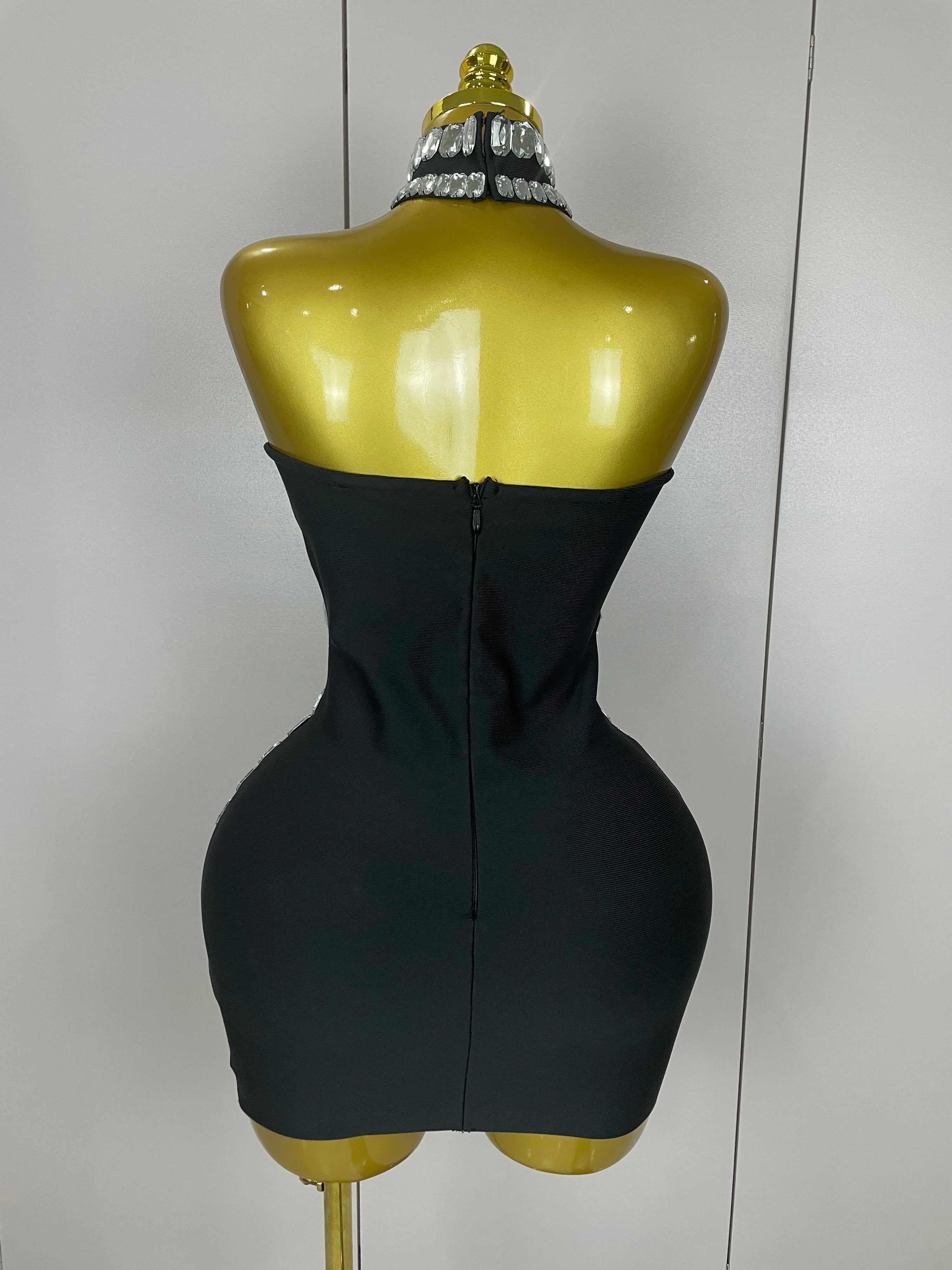 Rhinestone Bodycon Mini Dress | Strapless | Stage & Club
