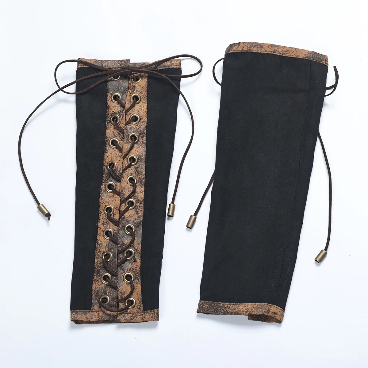 Steampunk Arm Warmers | Lace-Up Fingerless | Elbow Length