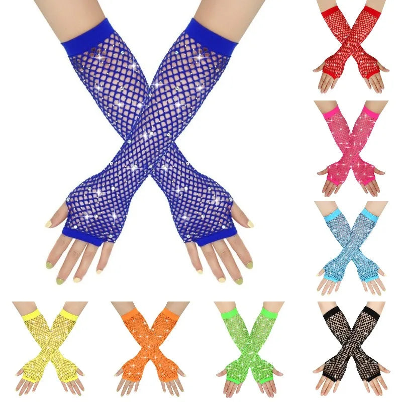 Rhinestone Fishnet Gloves | Fingerless