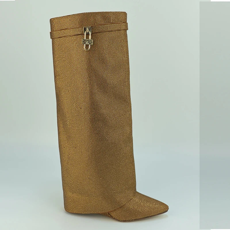 Rhinestone Knee-High Boots | Pointed Toe | 9 Colors