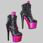 17CM Snake Print Platform Ankle Boots - High Heel Pole Dance Boots