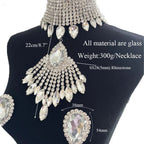 Rhinestone Tassel Choker Jewelry Set | Necklace & Earrings