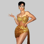 Rhinestone Tube Top & Skirt Set - Sequin 2-Piece Party Outfit for Stage & Nightclub
