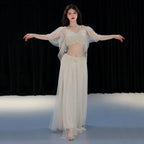Belly Dance Costume | Mesh Top & Long Sash Skirt Set