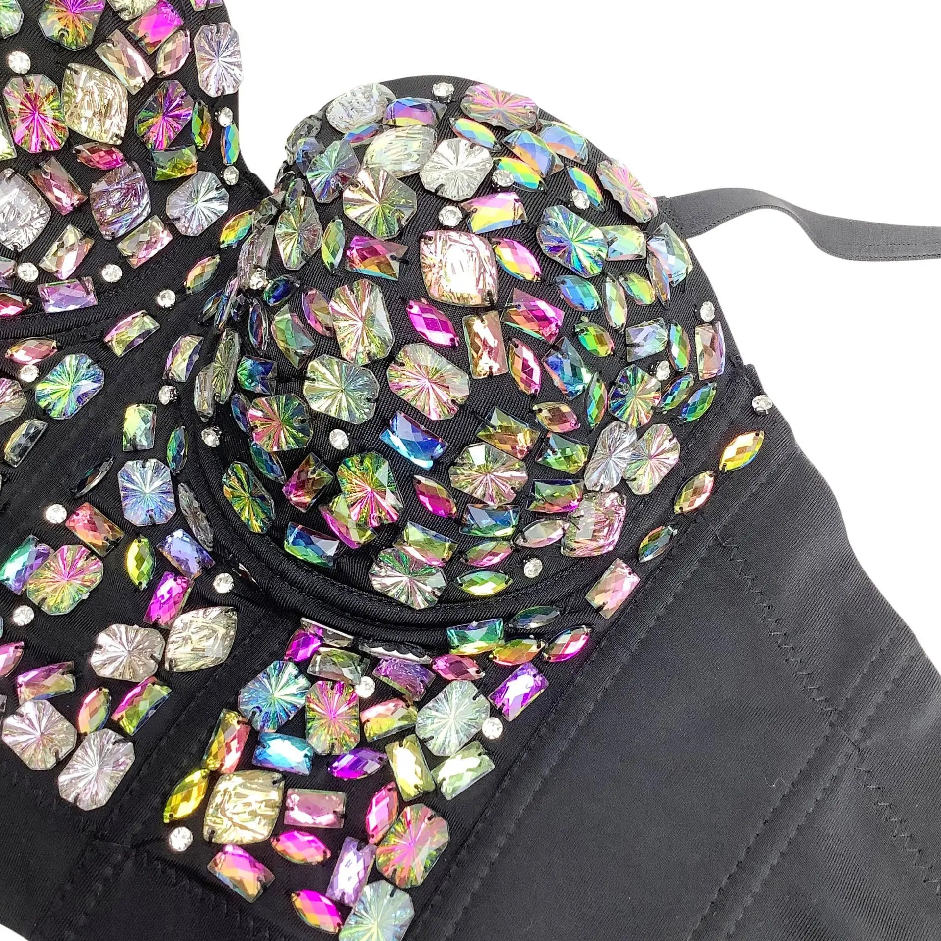 Heavy Beading Rhinestone Bustier | Colorful Crystal Corset Top