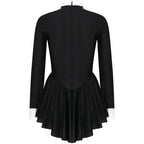 Midnight Tuxedo Ruffle Leotard Dress