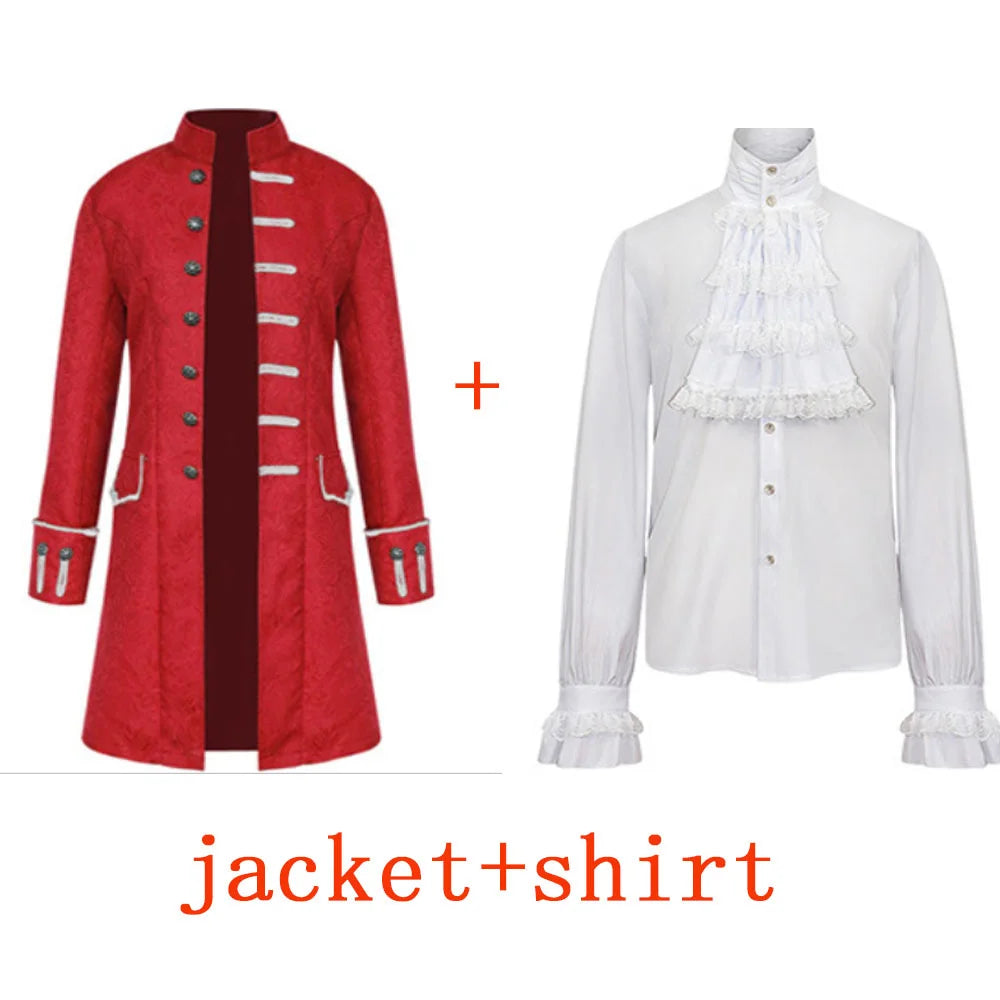 Victorian Steampunk Trench Coat & Shirt | Medieval Renaissance Costume | S–4XL