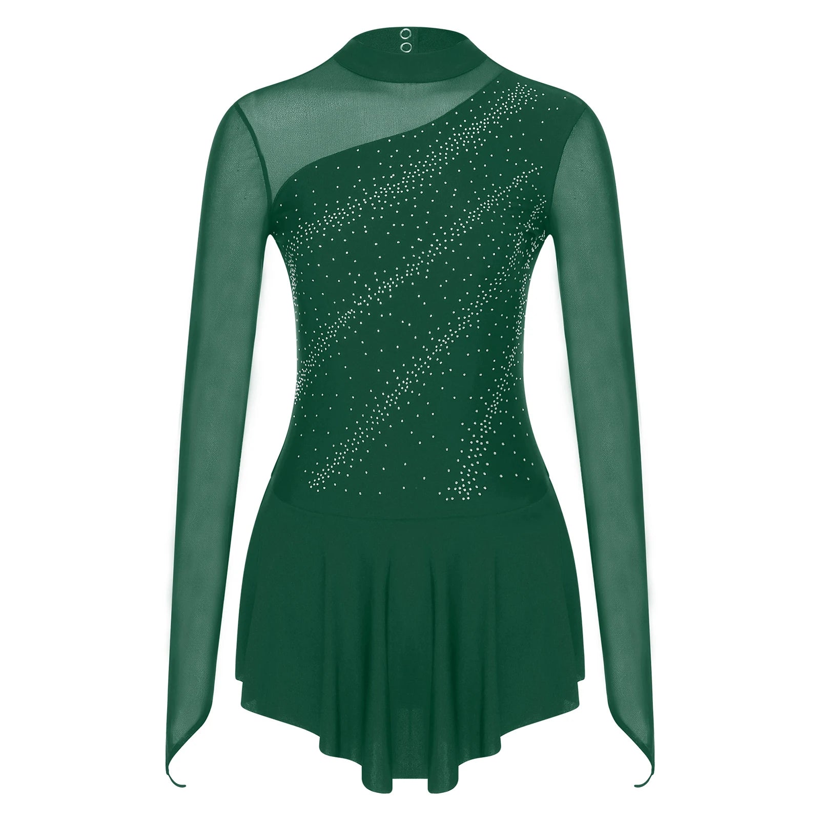 Women's Rhinestone Ruched Dance Dress | Sleeveless | Ballet & Figure Skating